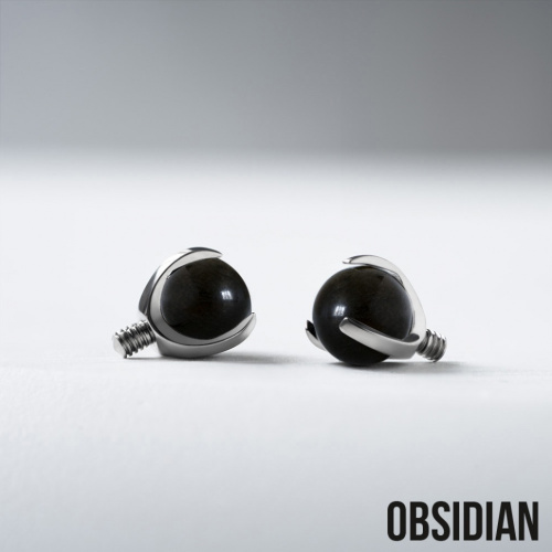 Накрутка шар в лапках Natural Stone Obsidian 1.2 мм